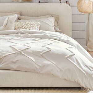 Pottery Barn Ashlyn Tufted Duvet Cover Ivory Twin Bedding